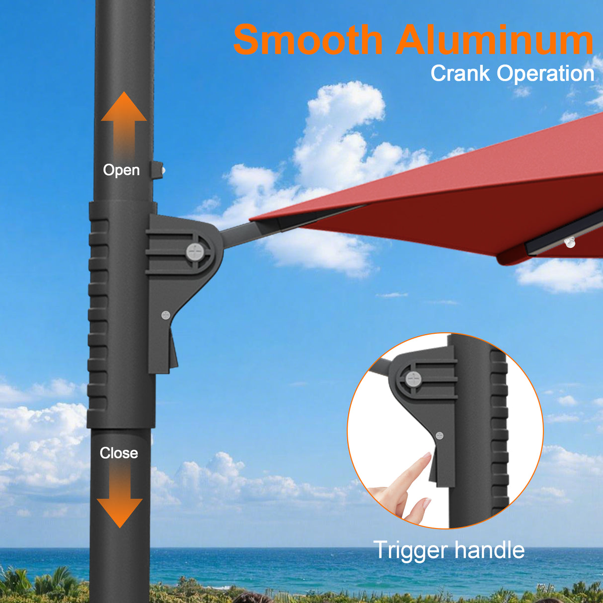 Patioslife Aegis Pro All-in-One Shade Round Cantilever Patio Umbrella with solar LED lights | Premium Cover | Large Base