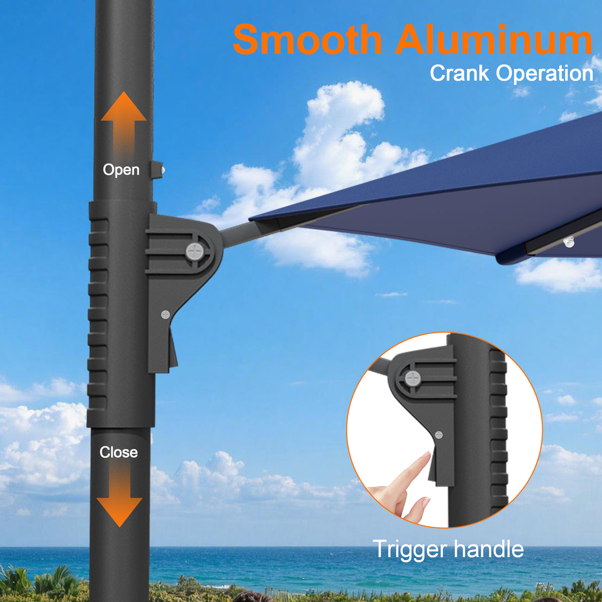 Patioslife Aegis Pro All-in-One Shade Round Cantilever Patio Umbrella with solar LED lights | Premium Cover | Large Base