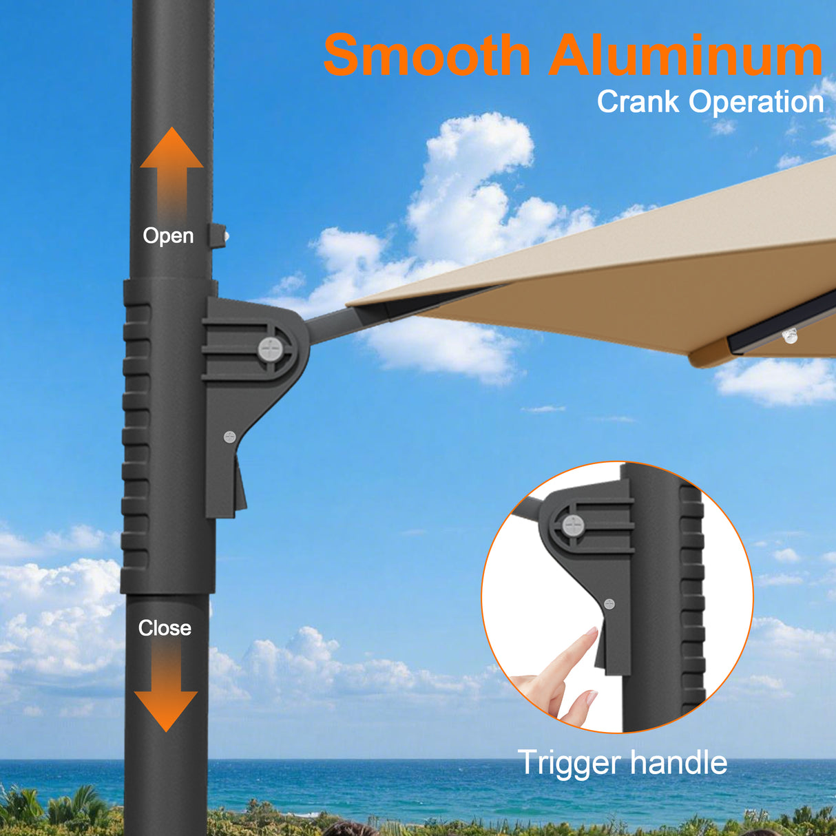 Patioslife Aegis Pro All-in-One Shade Round Cantilever Patio Umbrella with solar LED lights | Premium Cover | Large Base