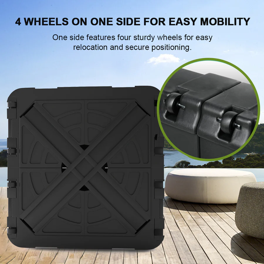 Umbrella Wheels Base 115–200kg, Heavy-Duty Outdoor Stand, Refillable HDPE Weights for Patio, Garden & Poolside Stability