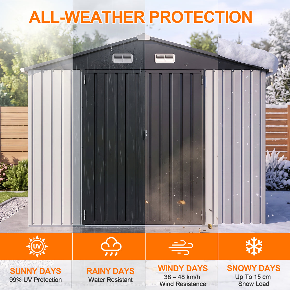 Patioslife YardVault Pro Heavy-Duty Galvanised Steel Garden Shed with Window & Lockable Door, Rust-Resistant Outdoor Tool Shed