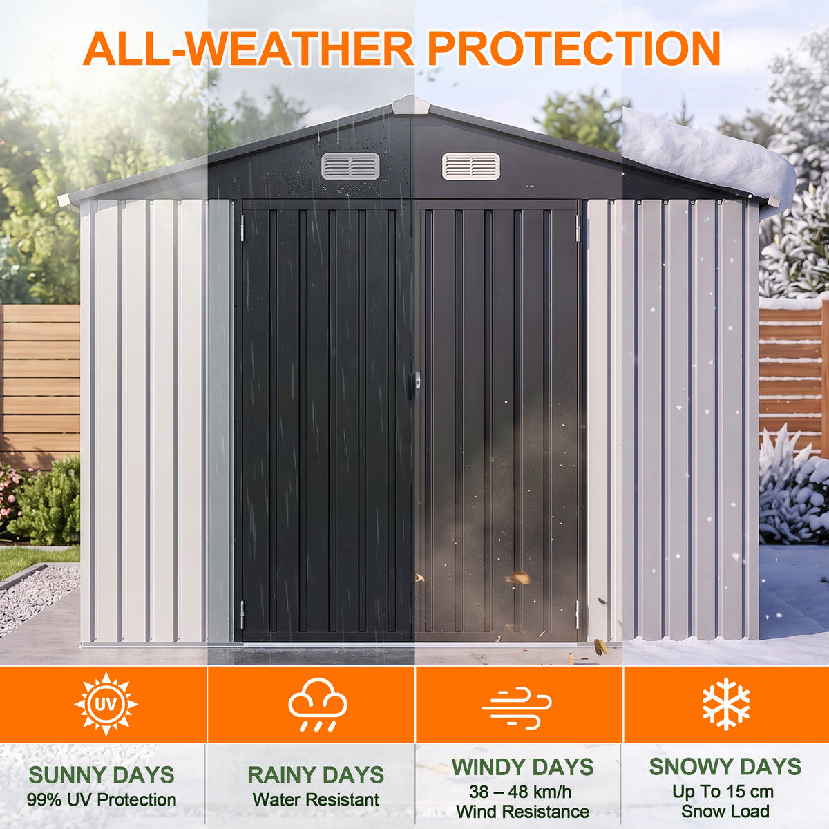 Patioslife YardVault Pro Heavy-Duty Galvanised Steel Garden Shed with Window & Lockable Door, Rust-Resistant Outdoor Tool Shed
