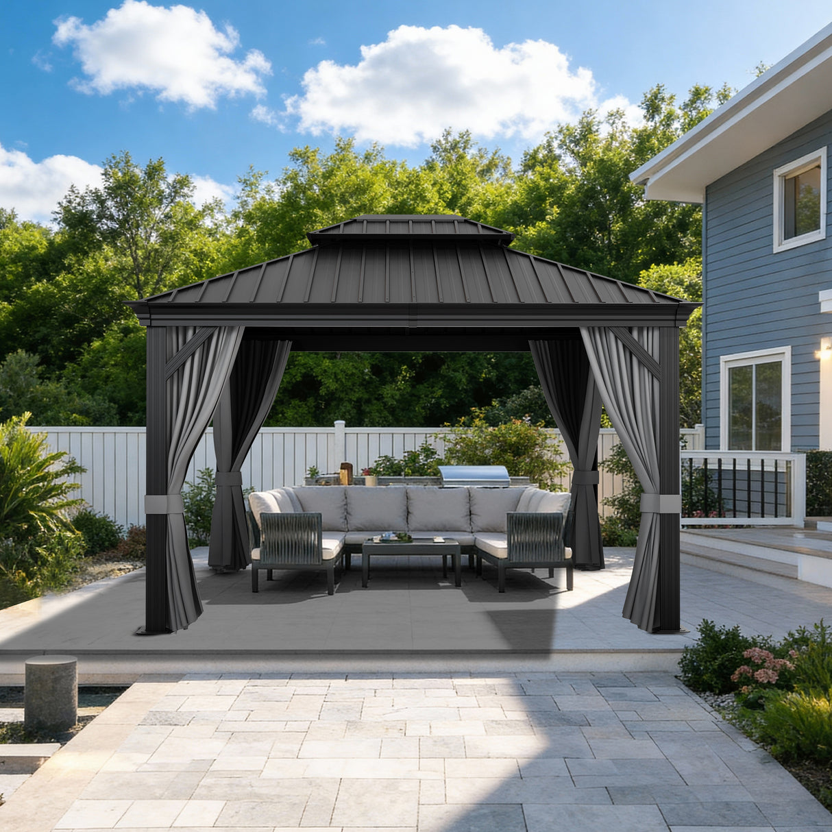 Patioslife Aluminium Carport with Steel Roof – Weatherproof Canopy for Cars, Motorbikes & Campervans