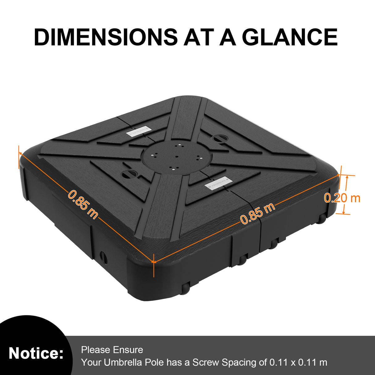 Umbrella Wheels Base 115–200kg, Heavy-Duty Outdoor Stand, Refillable HDPE Weights for Patio, Garden & Poolside Stability