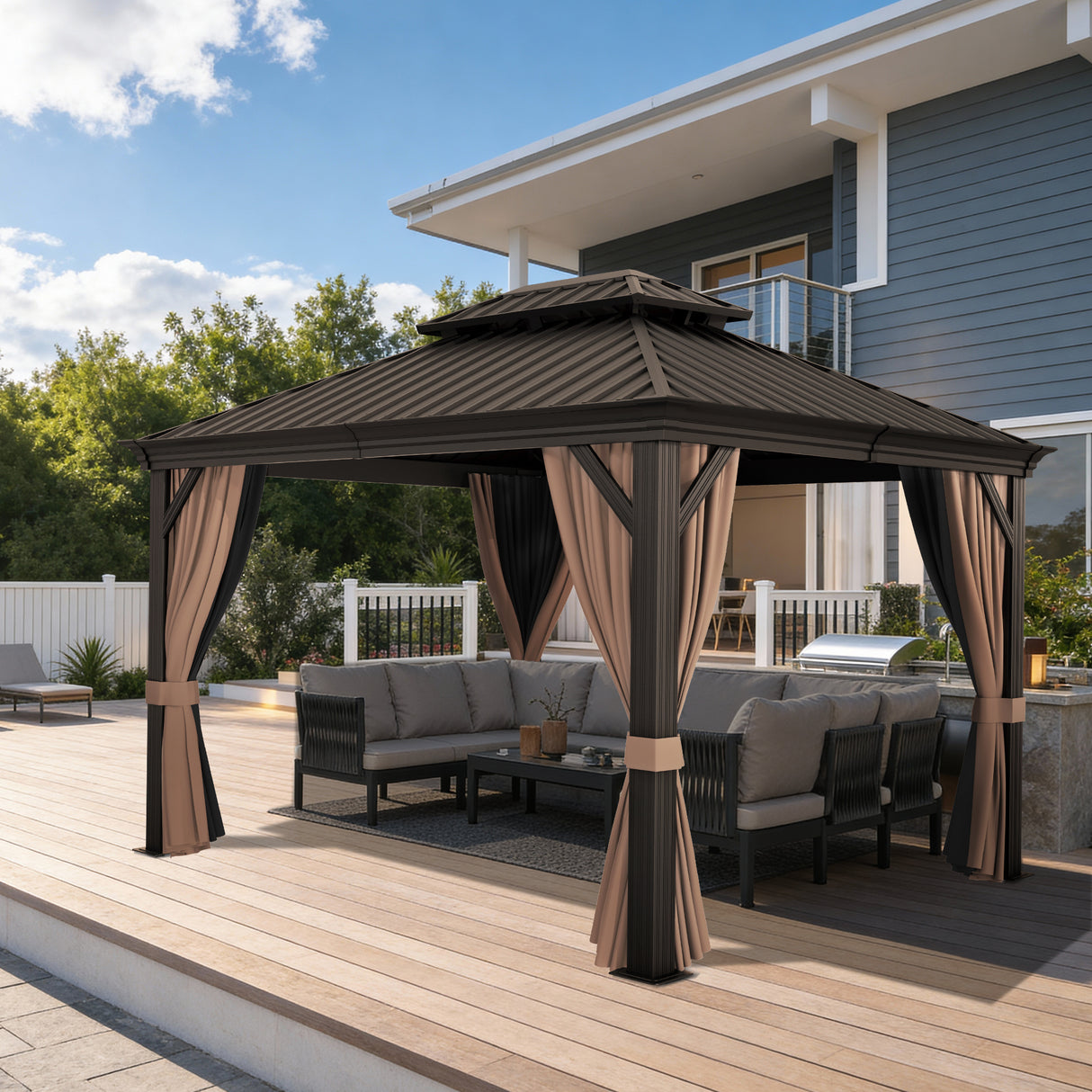 Patioslife Aluminium Carport with Steel Roof – Weatherproof Canopy for Cars, Motorbikes & Campervans