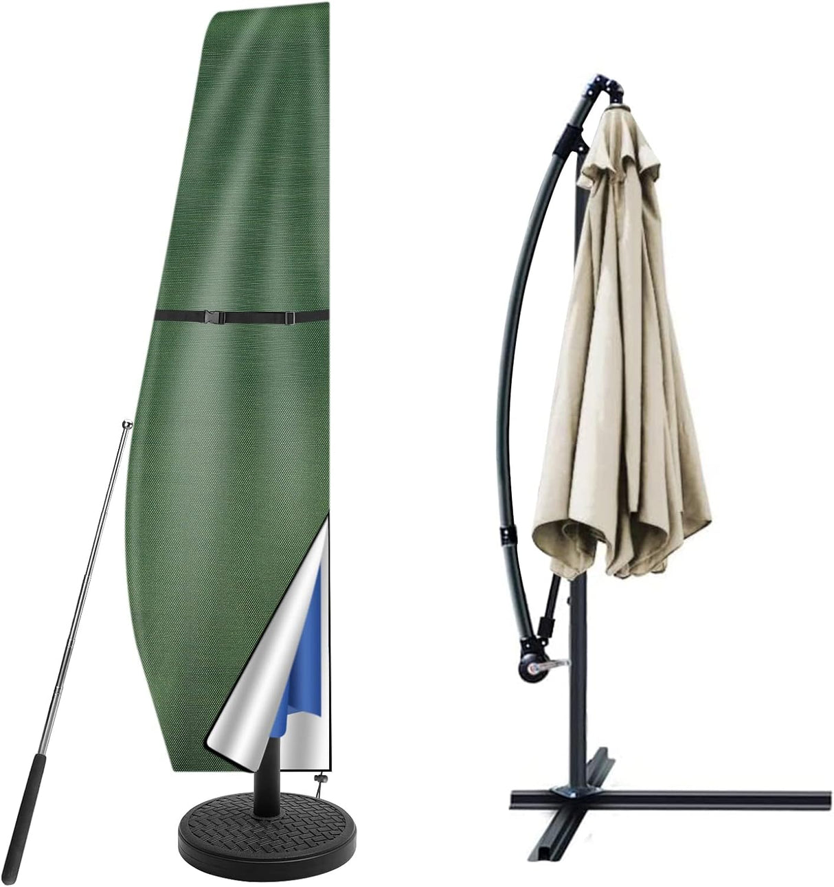Patioslife Neween™ | Cantilever Parasol Cover with Rod – Heavy Duty Waterproof & Windproof Umbrella Cover, Fits 2-3m Outdoor Parasols, with Storage Bag