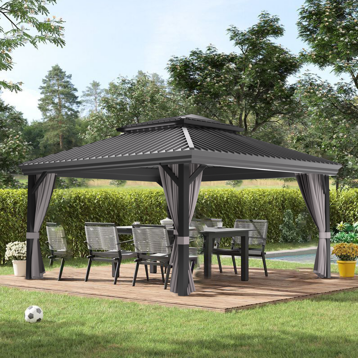 Pre-Order,Patioslife Haven,Hardtop Gazebo,Heavy-Duty Aluminium Frame,Double-Vented Roof,Curtains Included,Patio Pergola,Garden Pavilion,Backyard Shelter,Outdoor Entertaining,Weatherproof,Sunshade & Rain Protection,Modern Outdoor Furniture,Luxury Patio Structure,Contemporary Design,Durable Construction,Premium Outdoor Living