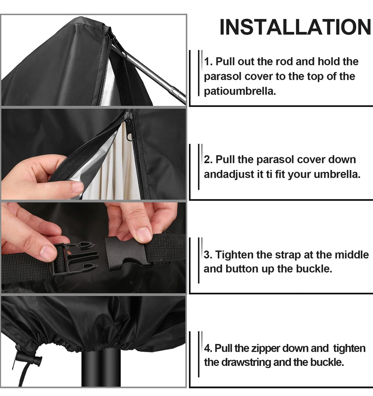 Patioslife™ | Cantilever Parasol Cover with Rod – Heavy Duty Waterproof & Windproof Umbrella Cover, Fits 2-3m Outdoor Parasols, with Storage Bag