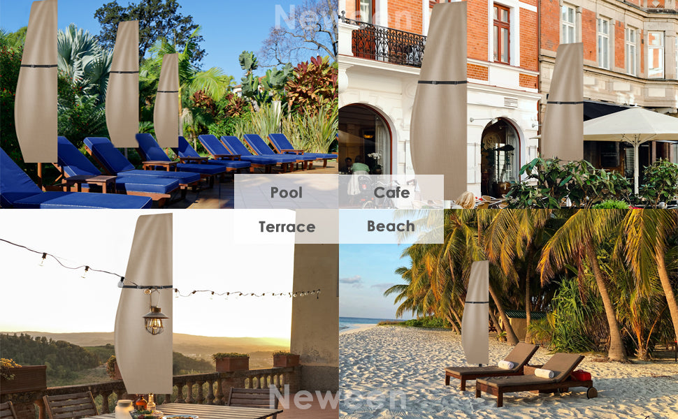 Patioslife™ | Cantilever Parasol Cover with Rod – Heavy Duty Waterproof & Windproof Umbrella Cover, Fits 2-3m Outdoor Parasols, with Storage Bag