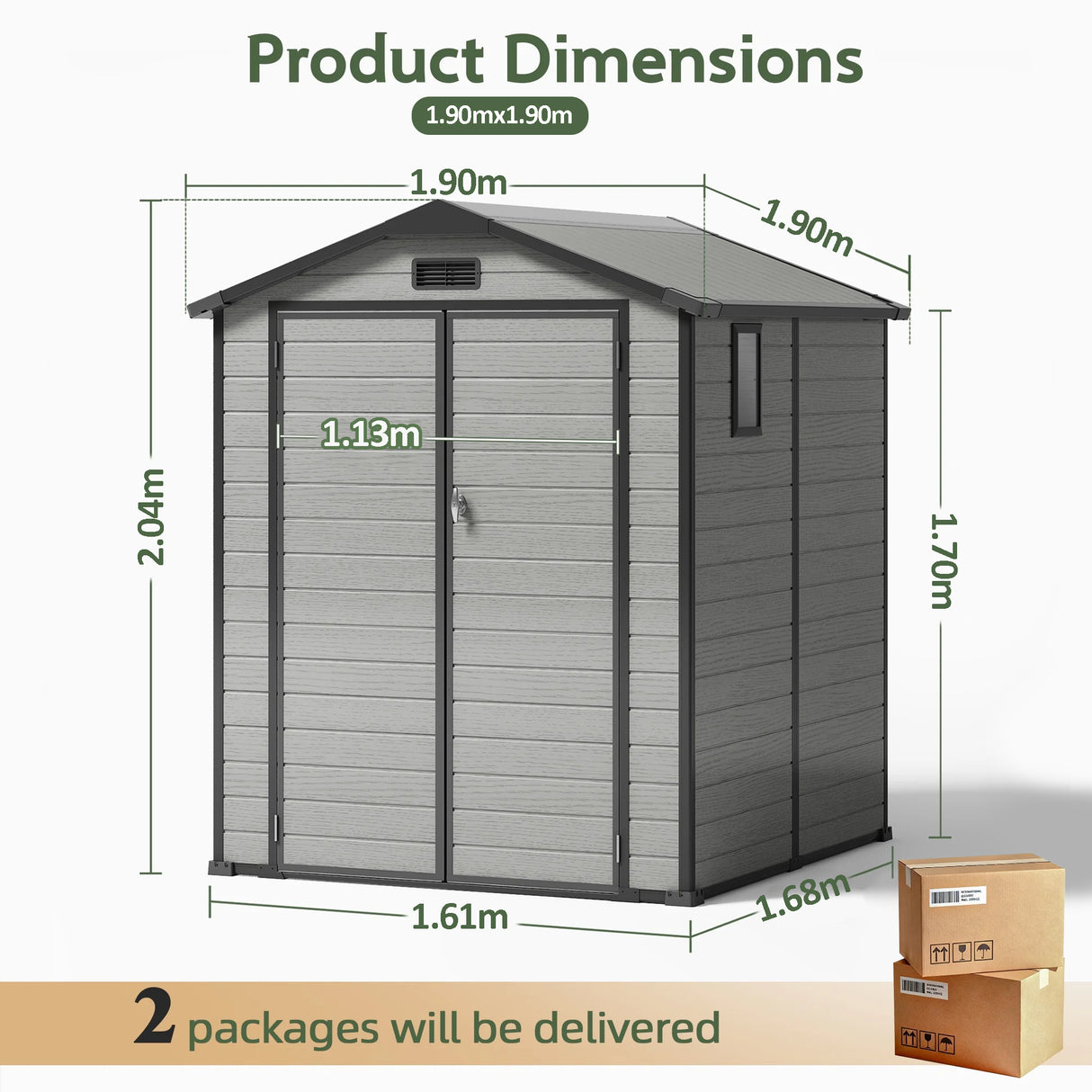 Outdoor Storage Shed with Floor Patioslife YardVault , All-Weather Waterproof Plastic Garden Shed in Resin with Lock and Window for Backyard, Heavy-Duty Storage Shed for Tools, Bikes & Lawn Equipment