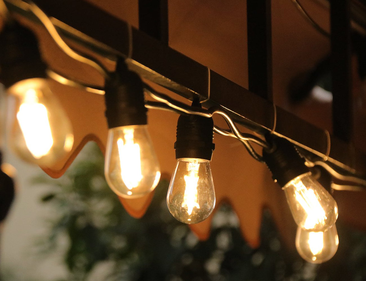 Outdoor LED Festoon String Lights - 10m Warm White - S14 Bulbs