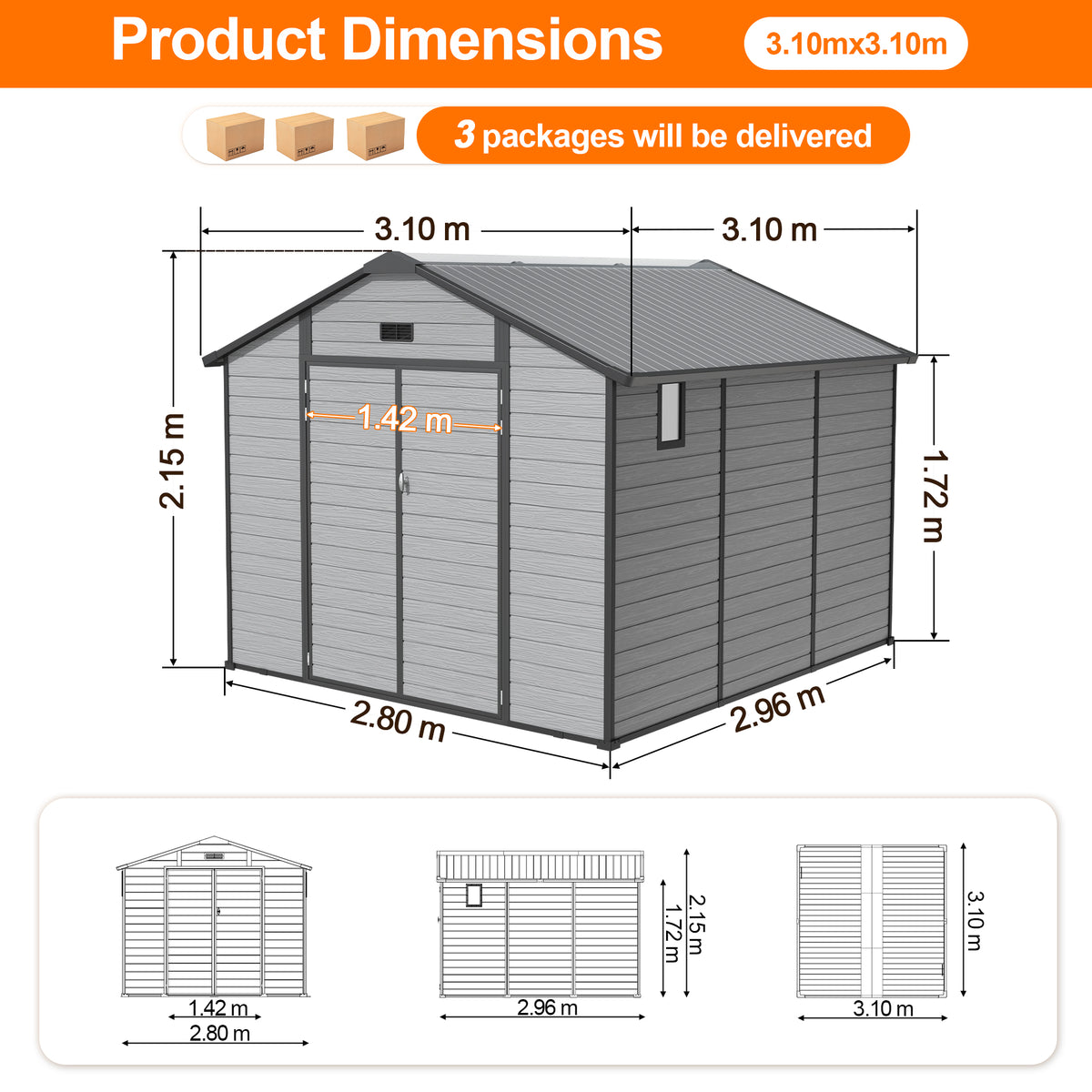 Patioslife YardVault Resin Garden Storage Shed with Bulid-in Floor, Lock & Window
