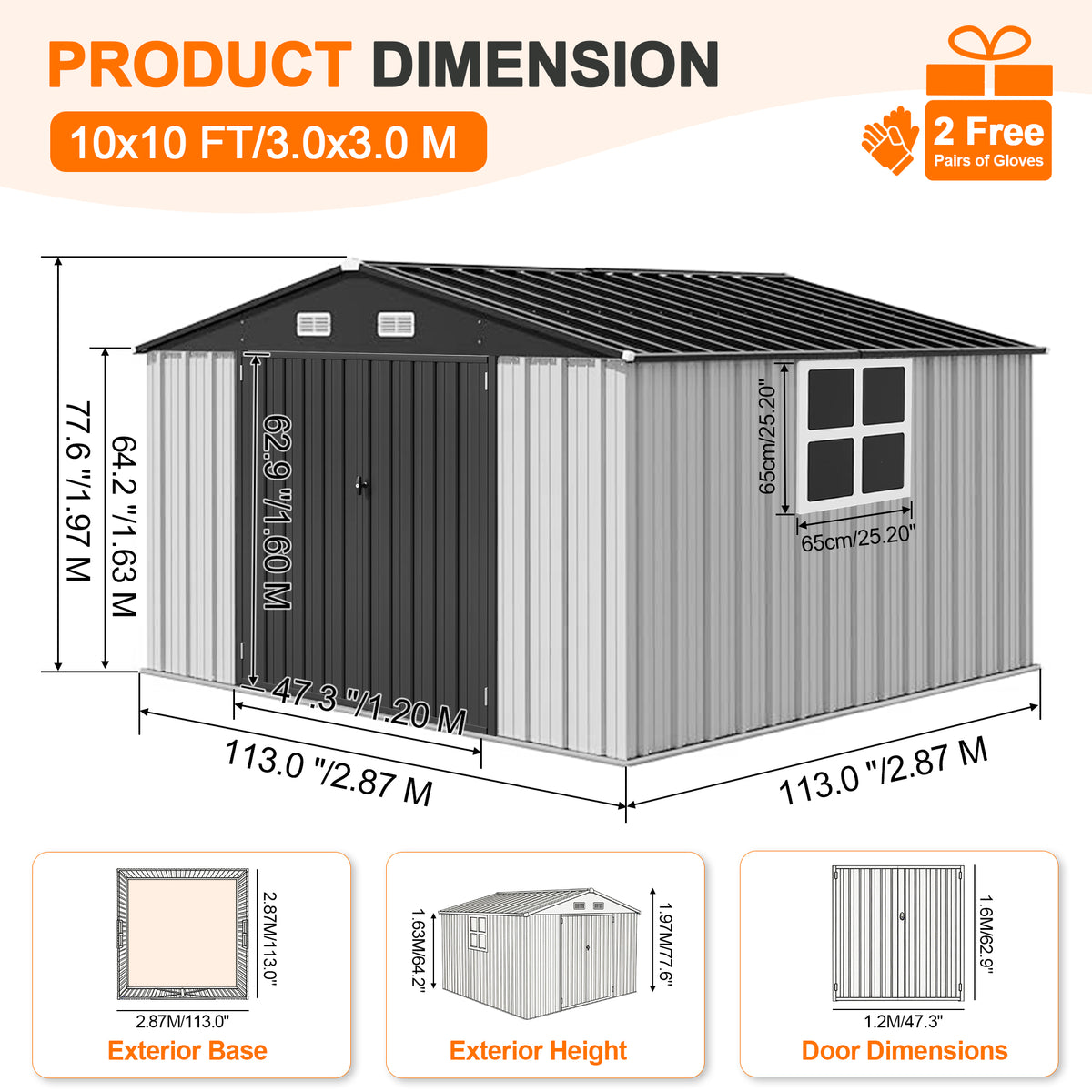 Patioslife YardVault Pro Heavy-Duty Galvanised Steel Garden Shed with Window & Lockable Door, Rust-Resistant Outdoor Tool Shed