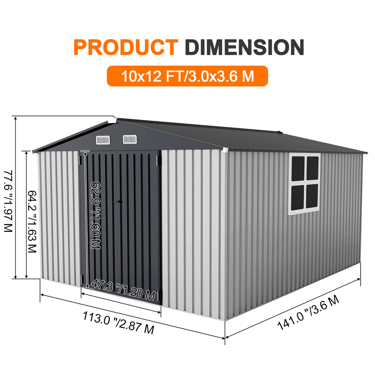 Patioslife YardVault Pro Heavy-Duty Galvanised Steel Garden Shed with Window & Lockable Door, Rust-Resistant Outdoor Tool Shed