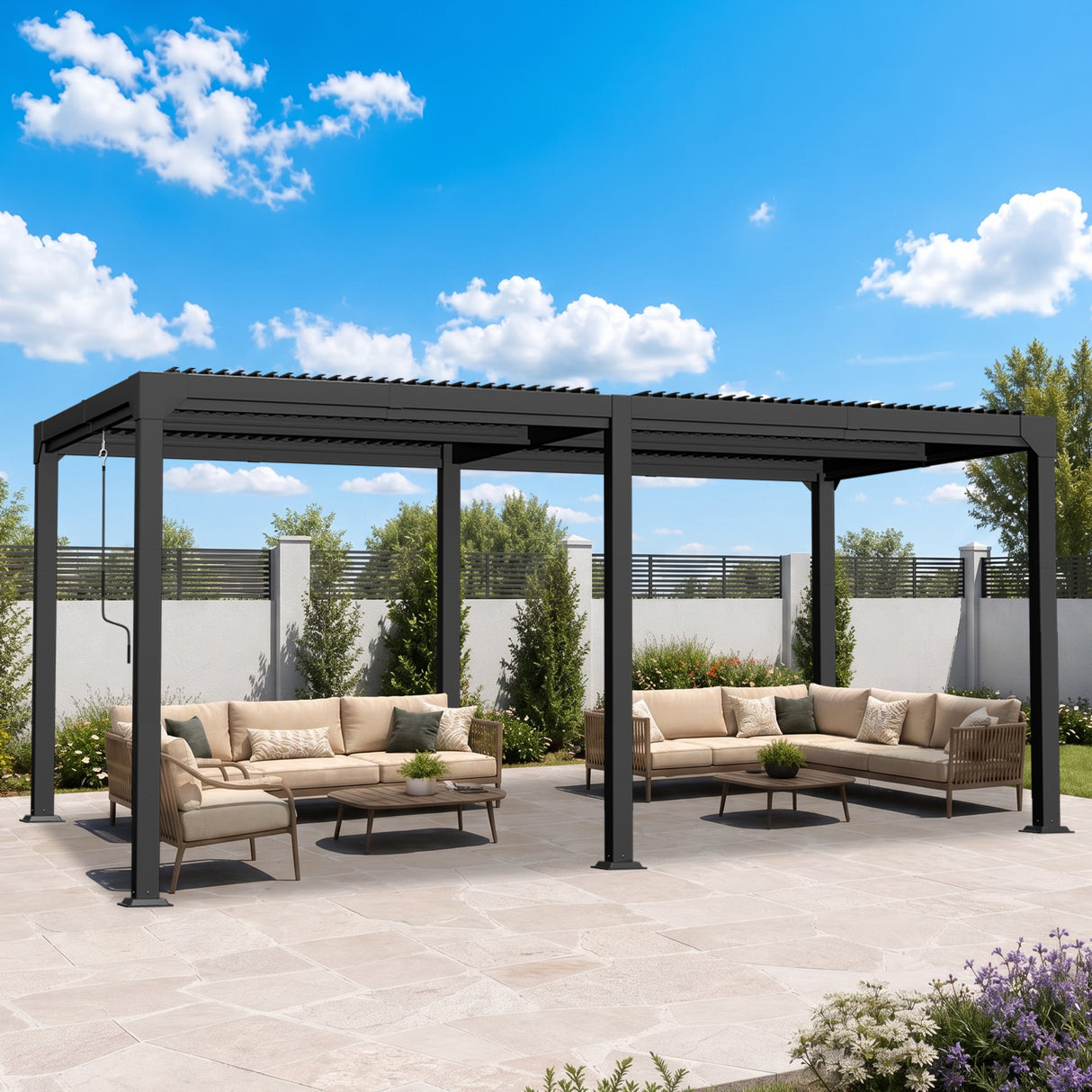 Patioslife Atlantic | Metal Louvred Pergola with Adjustable Roof, Freestanding Alfresco Shelter for Patio, Deck & Poolside