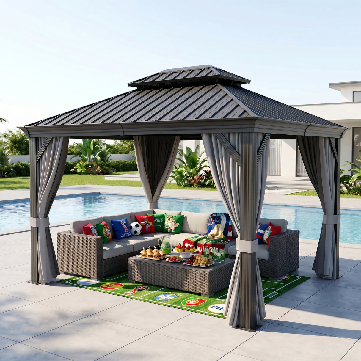 Patioslife Aluminium Carport with Steel Roof – Weatherproof Canopy for Cars, Motorbikes & Campervans