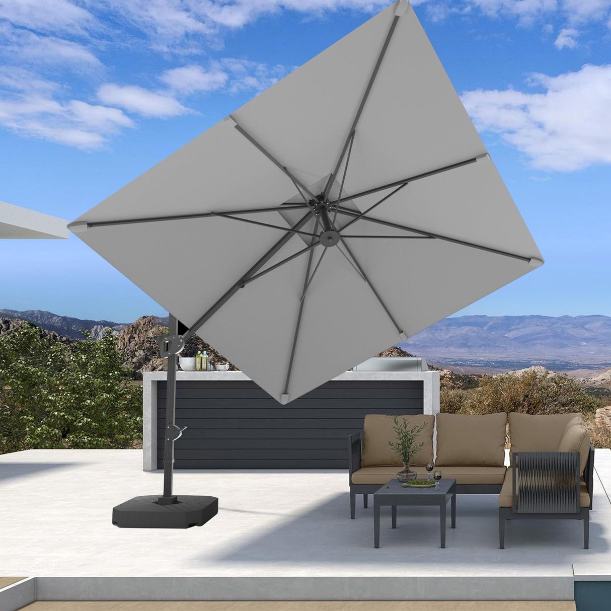 Cantilever umbrella,patioslife,Poolside,Outdoor Leisure Area,Outdoor Kitchen or Dining Area,Garden Pathway,Rooftop Terrace,Sun Shading & Light Contro,Space Definition,