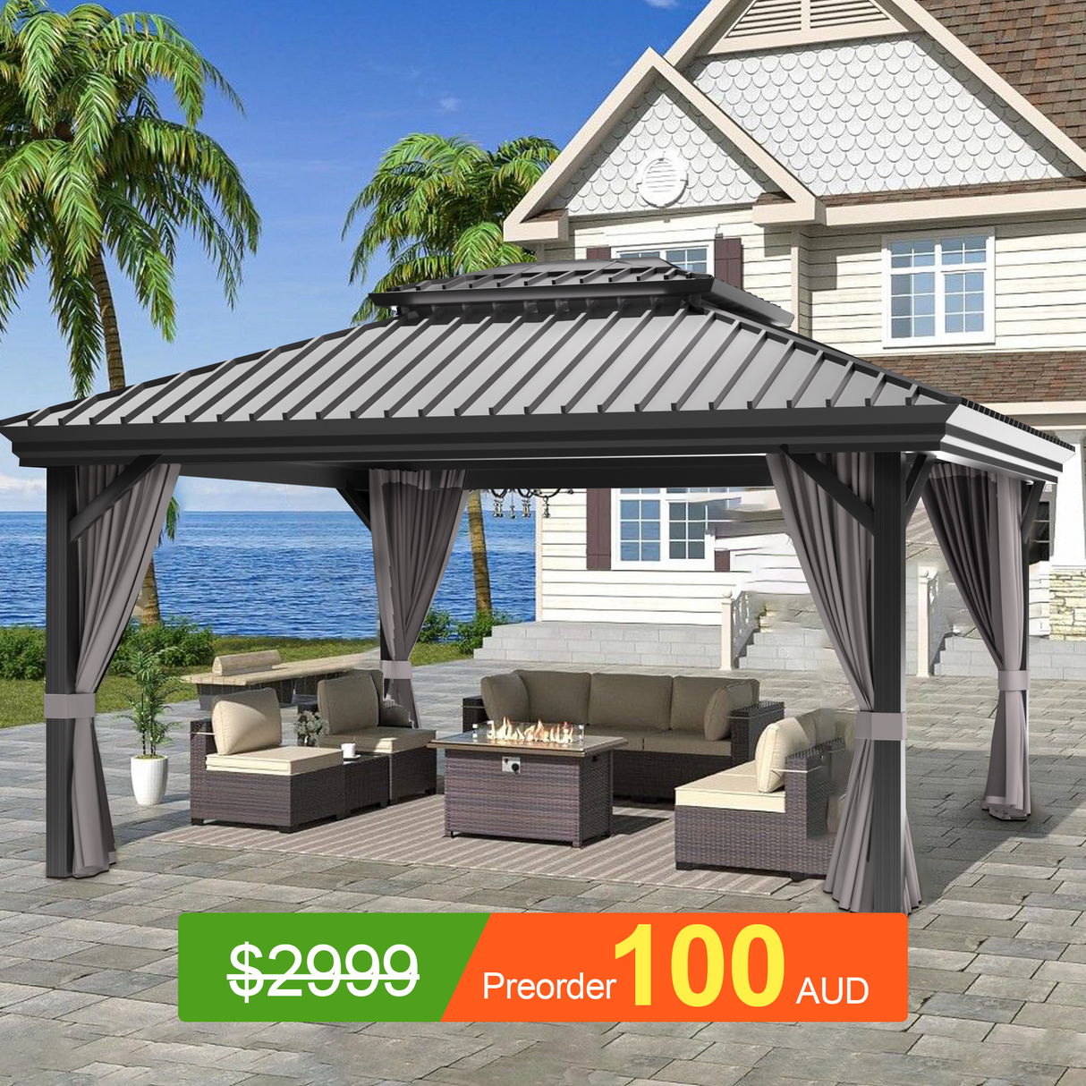 Pre-Order,Patioslife Haven,Hardtop Gazebo,Heavy-Duty Aluminium Frame,Double-Vented Roof,Curtains Included,Patio Pergola,Garden Pavilion,Backyard Shelter,Outdoor Entertaining,Weatherproof,Sunshade & Rain Protection,Modern Outdoor Furniture,Luxury Patio Structure,Contemporary Design,Durable Construction,Premium Outdoor Living