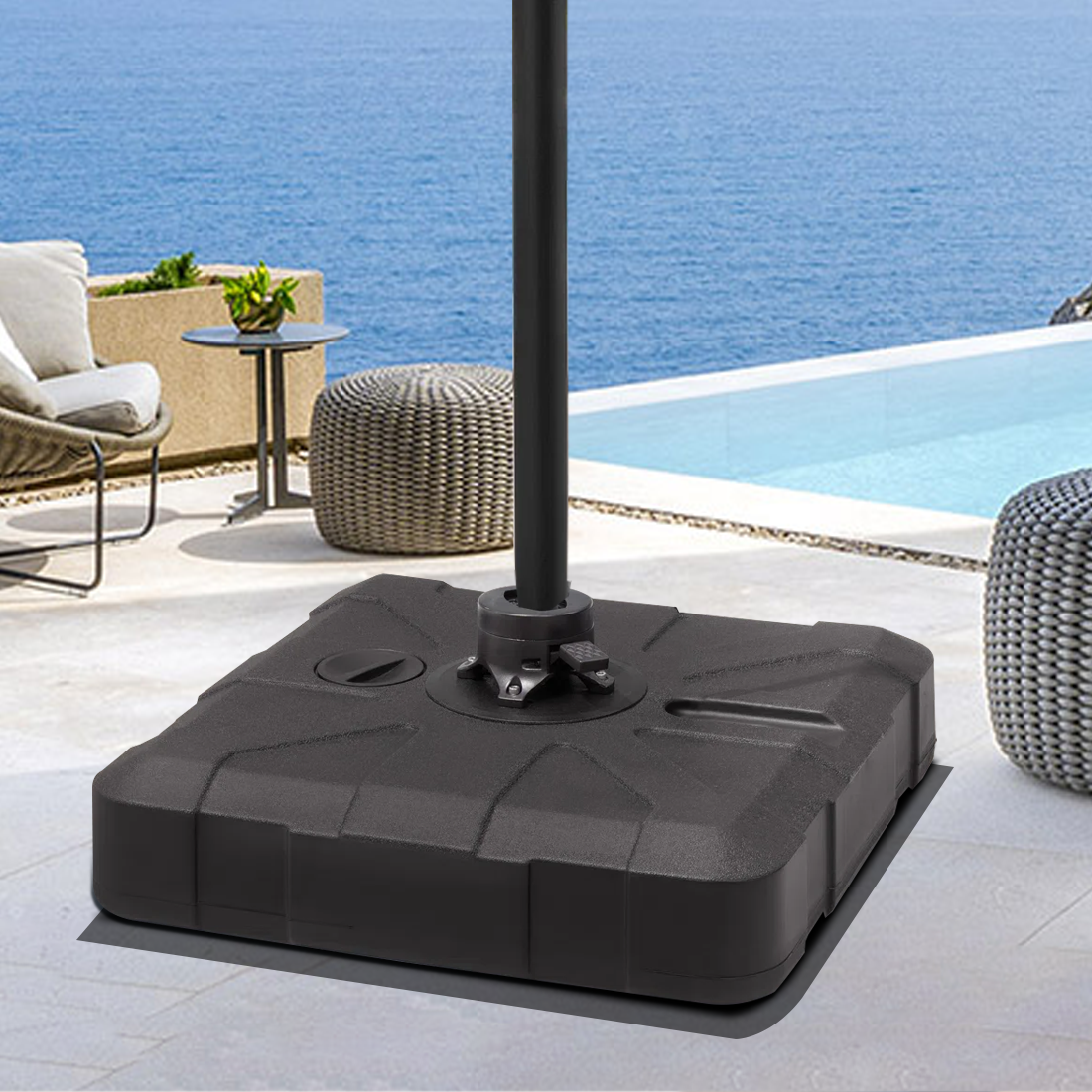 Patioslife,Umbrella Wheels Base,115–200kg Capacity,Heavy-Duty Outdoor Stand,Refillable HDPE Weights,Patio Umbrella Base,Garden Parasol Stand,Poolside Stability Support,Weather-Resistant,Durable Construction,Easy Mobility,Lockable Wheels,Modern Outdoor Furniture,Luxury Patio Accessory,Contemporary Design,Premium Outdoor Living