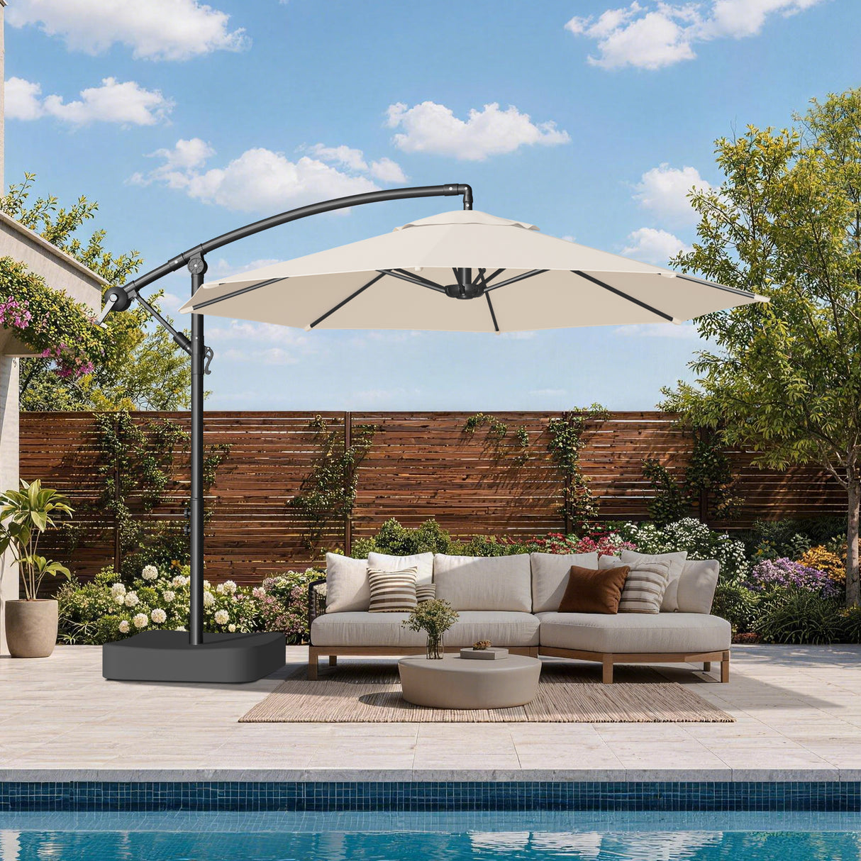 Patioslife Heavy Duty 3.0M Cantilever Umbrella with Base – Premium Outdoor Shade for Patio, Alfresco & Backyard Living