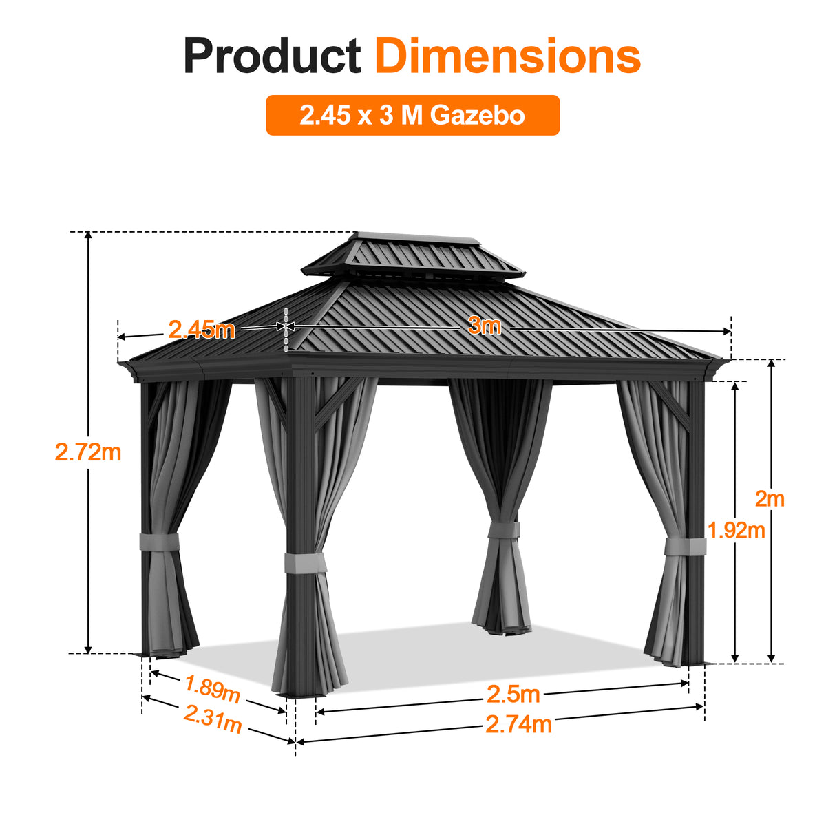Patioslife Luxury Haven Coastal Hardtop Gazebo | Designed for Australian Outdoor Conditions with 120×120mm Aluminium Posts, Drainage Gutters, Double Vented Roof & Curtains