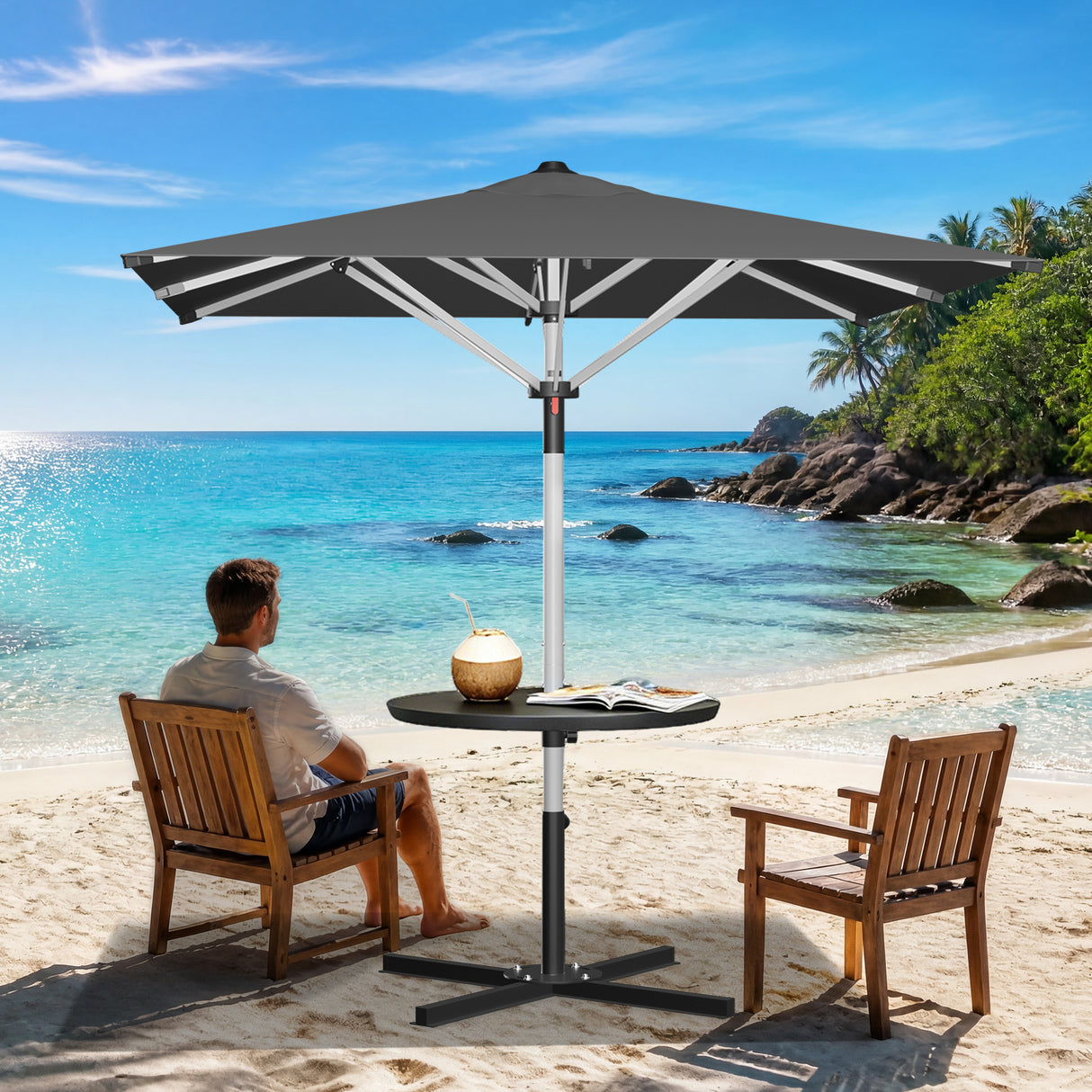 Patioslife Outdoor Umbrella — Square & Round | Heavy-Duty Aluminium Pole, Double-Vented Canopy | 2.7m, 3m & 3.35m