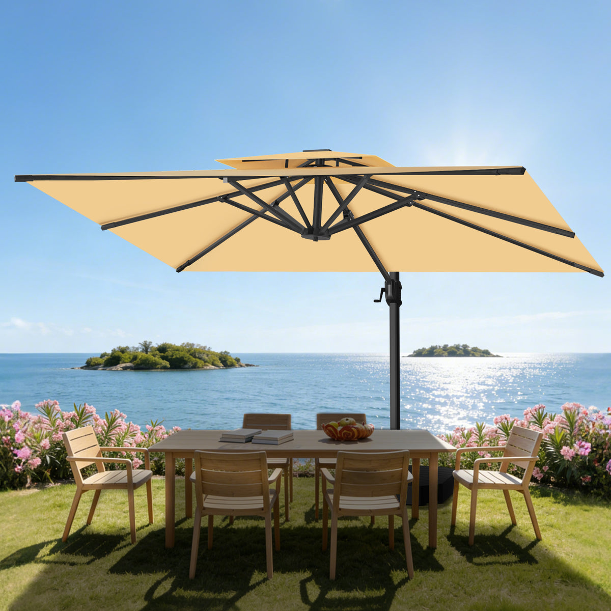 Patioslife Aegis Pro Cantilever Umbrella with Cross Base — Heavy-Duty – AU -Patioslife