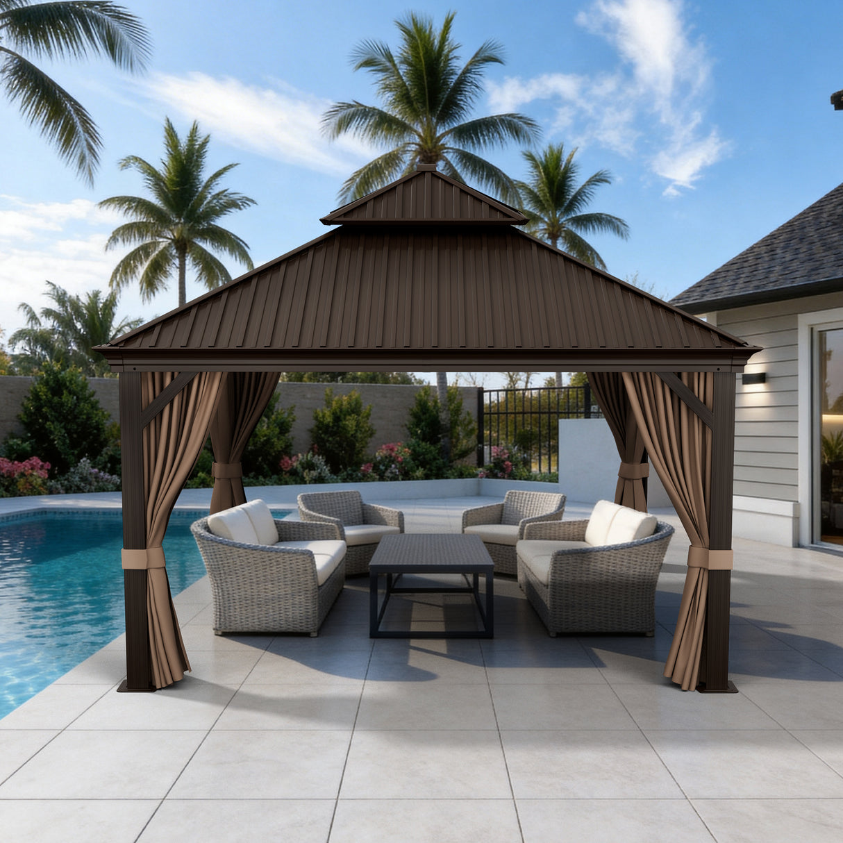 Patioslife Aluminium Carport with Steel Roof – Weatherproof Canopy for Cars, Motorbikes & Campervans