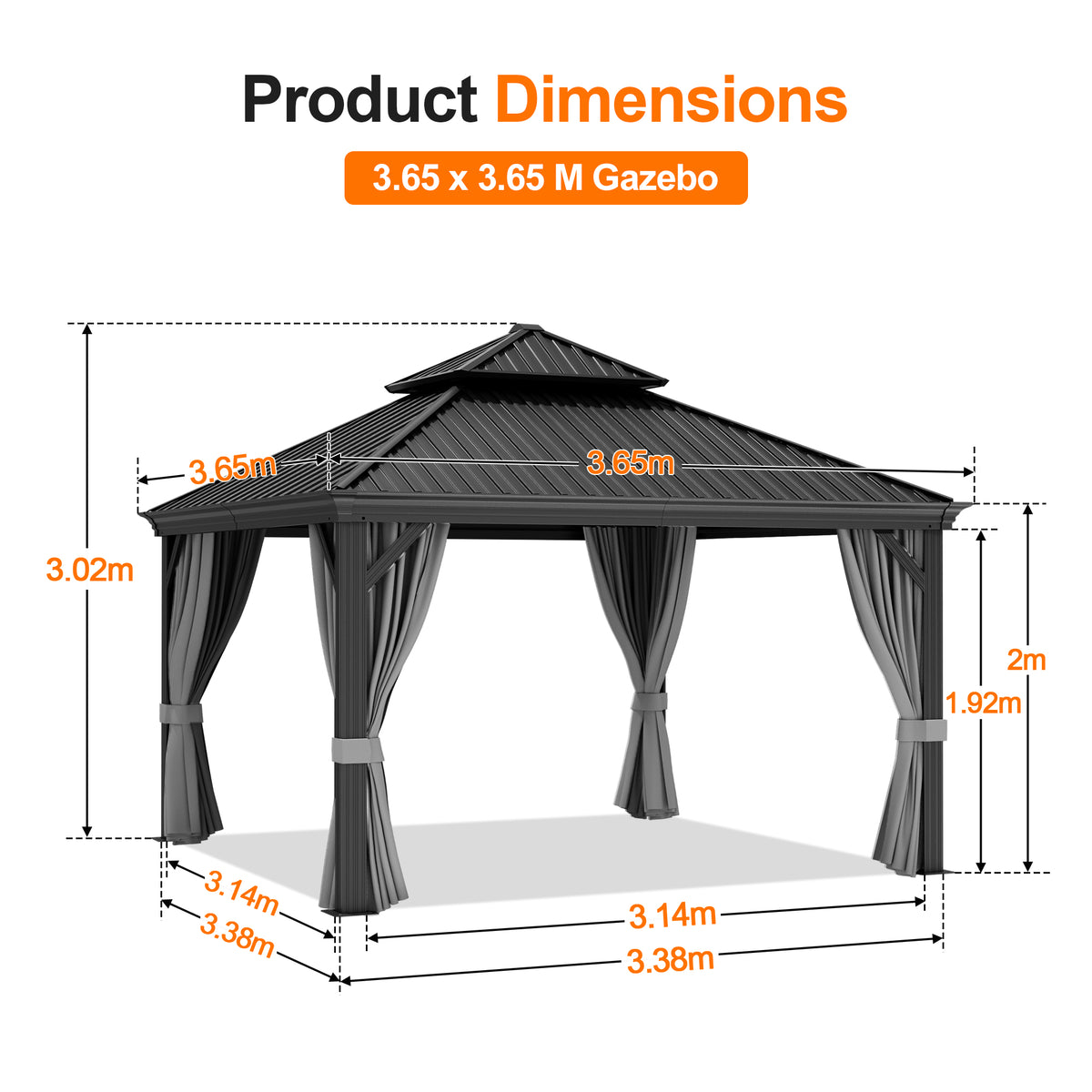 Patioslife Luxury Haven Coastal Hardtop Gazebo | Designed for Australian Outdoor Conditions with 120×120mm Aluminium Posts, Drainage Gutters, Double Vented Roof & Curtains