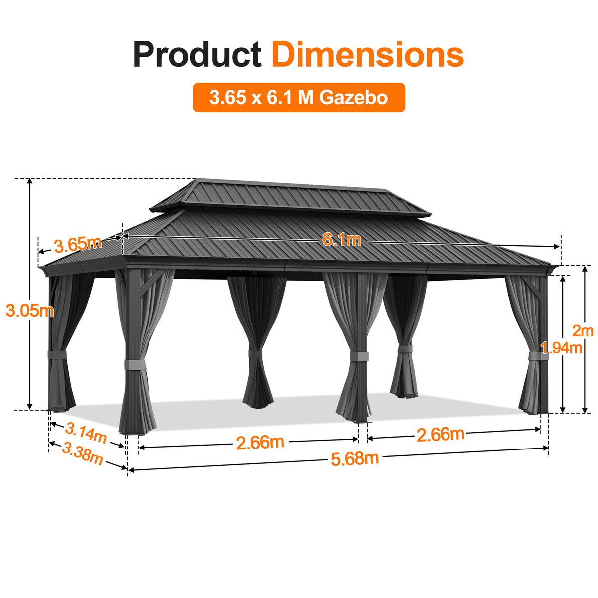 Patioslife Luxury Haven Coastal Hardtop Gazebo | Designed for Australian Outdoor Conditions with 120×120mm Aluminium Posts, Drainage Gutters, Double Vented Roof & Curtains