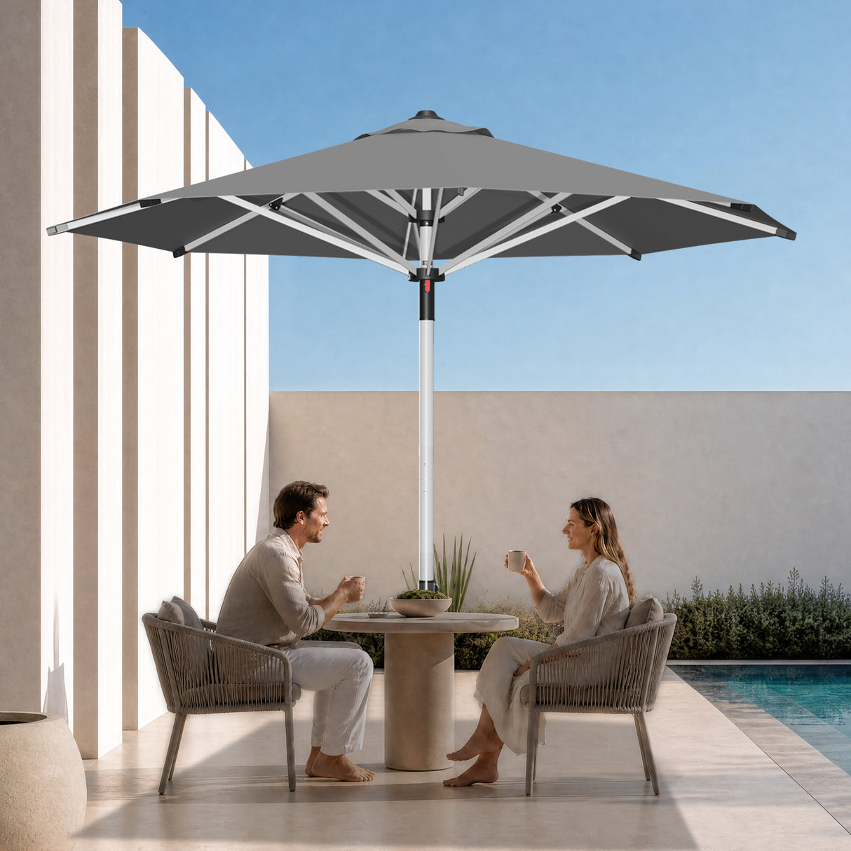 Patioslife Outdoor Umbrella — Square & Round | Heavy-Duty Aluminium Pole, Double-Vented Canopy | 2.7m, 3m & 3.35m