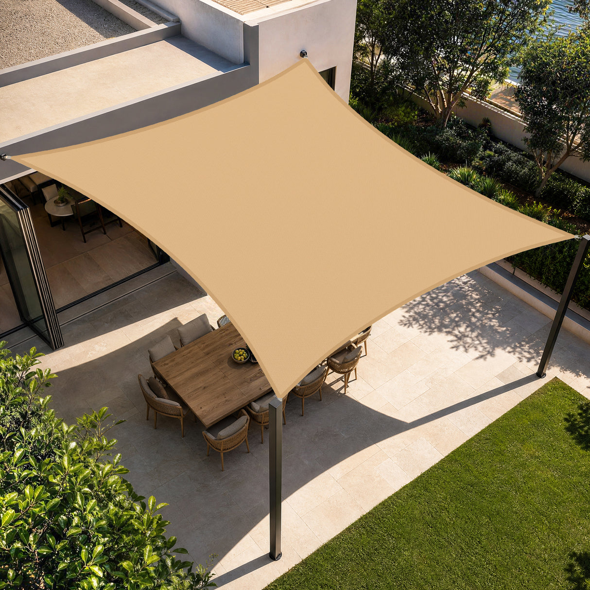 Patioslife Shade Sail – UV Protection, Reinforced Edges & Durable D-Rings for Patio, Garden, Deck & Pool