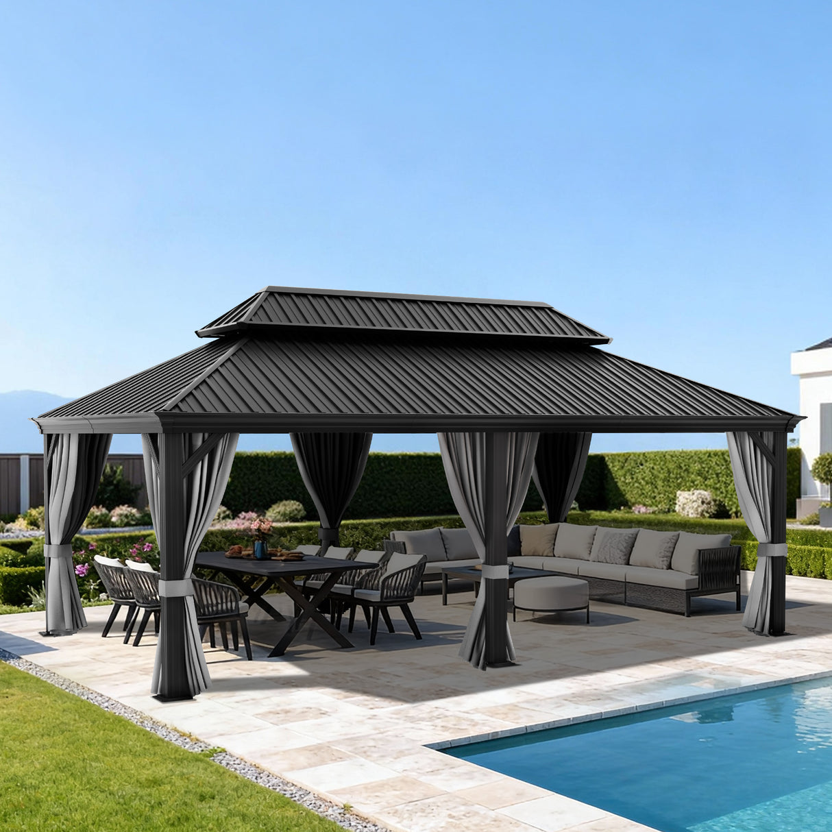 Patioslife Aluminium Carport with Steel Roof – Weatherproof Canopy for Cars, Motorbikes & Campervans
