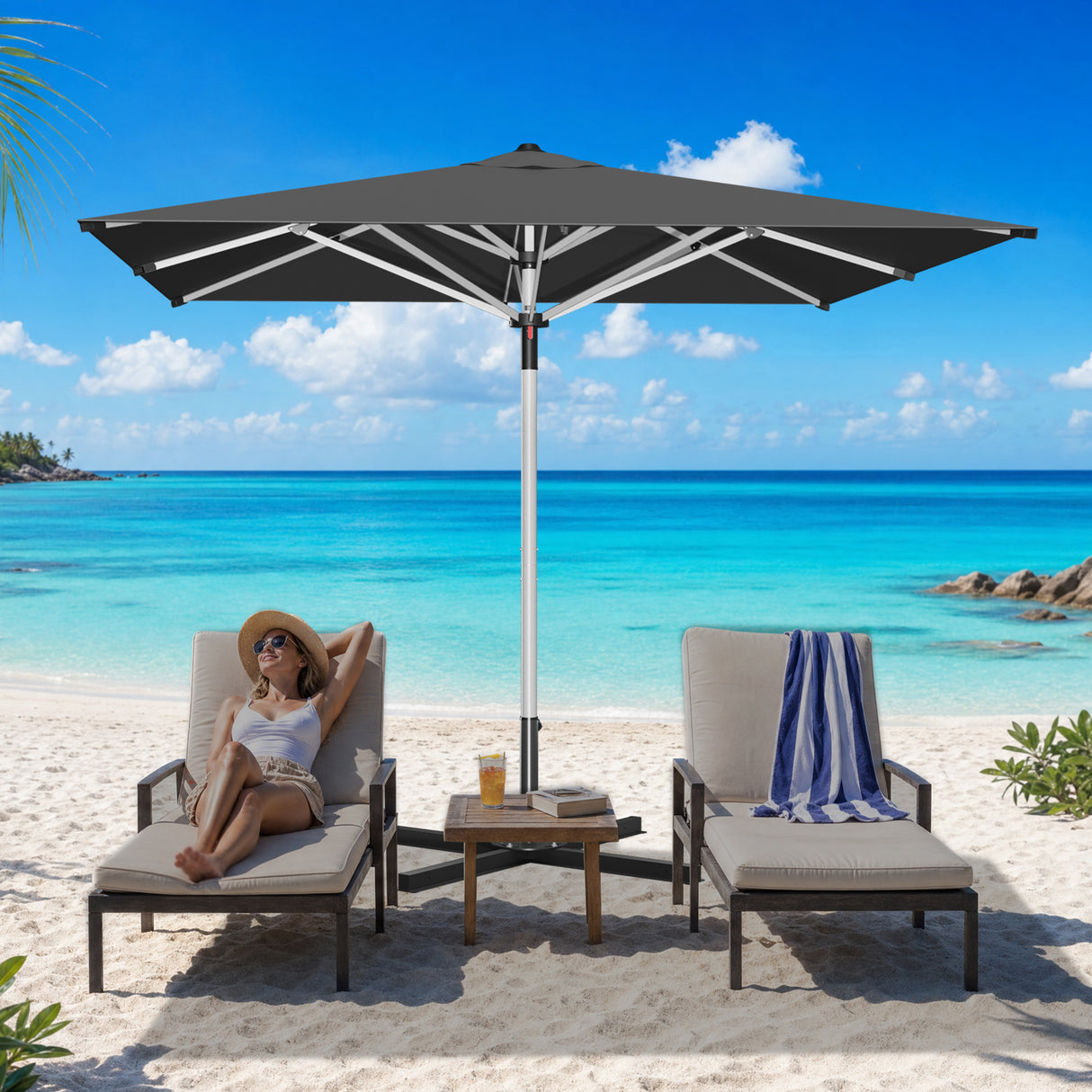 Patioslife Outdoor Umbrella — Square & Round | Heavy-Duty Aluminium Pole, Double-Vented Canopy | 2.7m, 3m & 3.35m