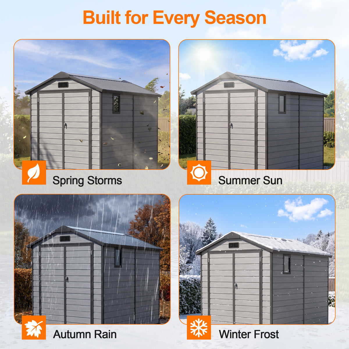 Patioslife YardVault Resin Garden Storage Shed with Bulid-in Floor, Lock & Window