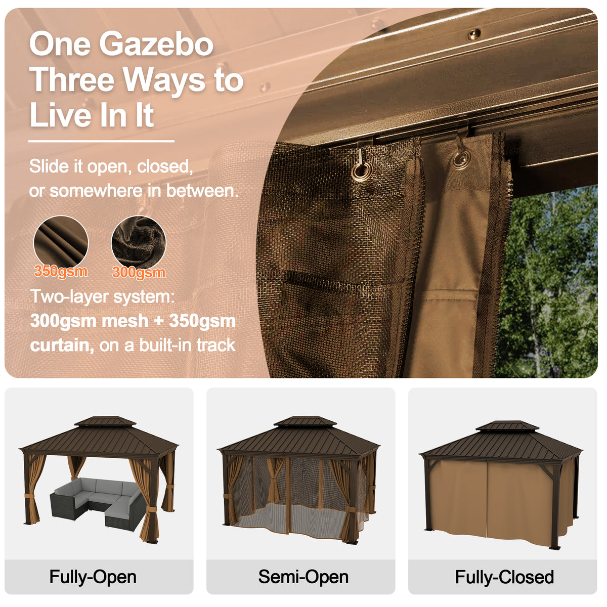 Patioslife 3.65 x 4.8m Luxury Haven Coastal Hardtop Gazebo | Designed for Australian Outdoor Conditions with 120×120mm Aluminium Posts, Drainage Gutters, Double Vented Roof & Curtains