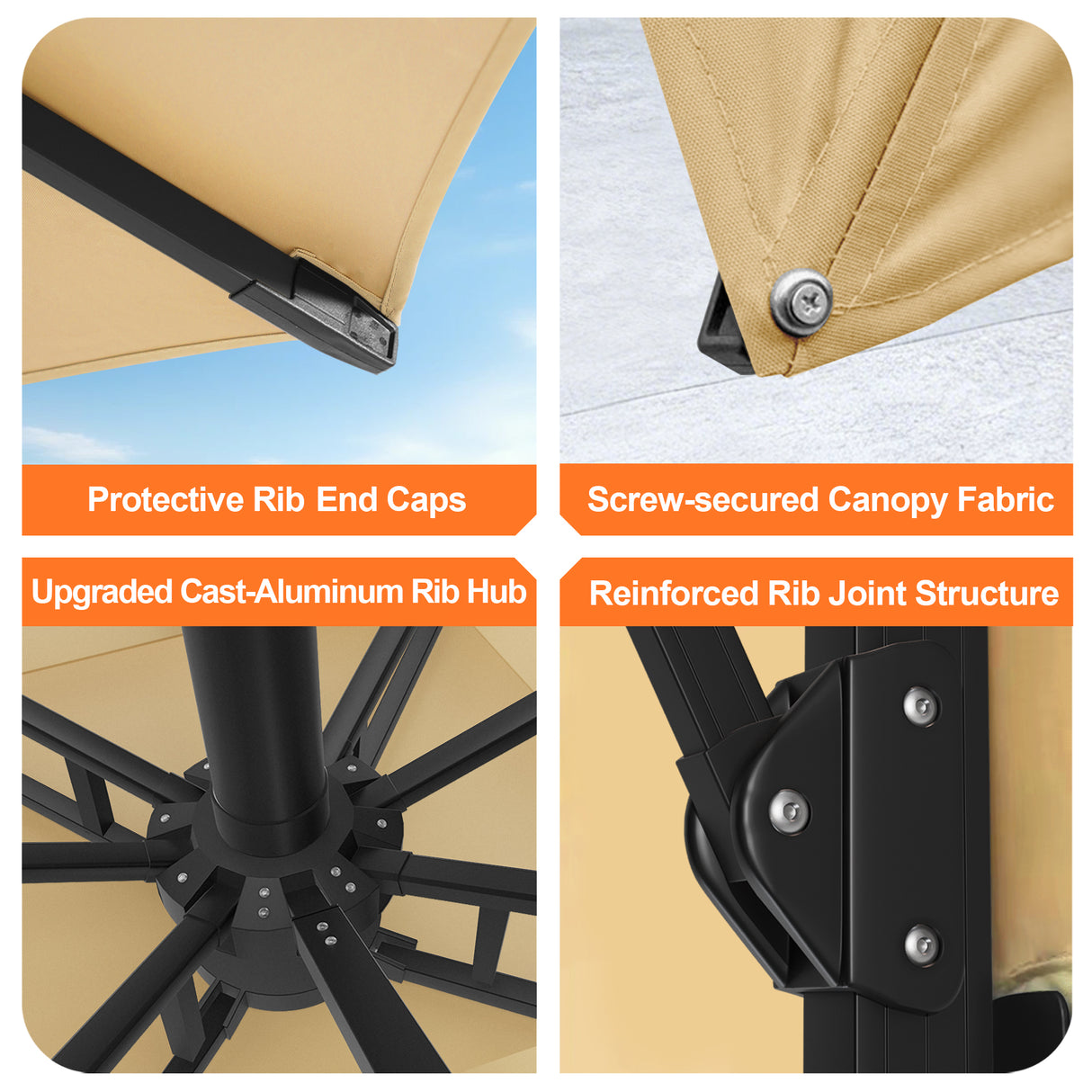 Patioslife Aegis Pro Cantilever Umbrella with Cross Base — Heavy-Duty Frame & Powder-Coated Aluminium Pole for Garden & Patio