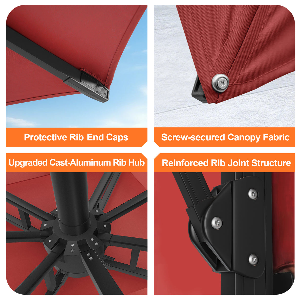 Patioslife Aegis Pro Cantilever Umbrella with Cross Base — Heavy-Duty Frame & Powder-Coated Aluminium Pole for Garden & Patio