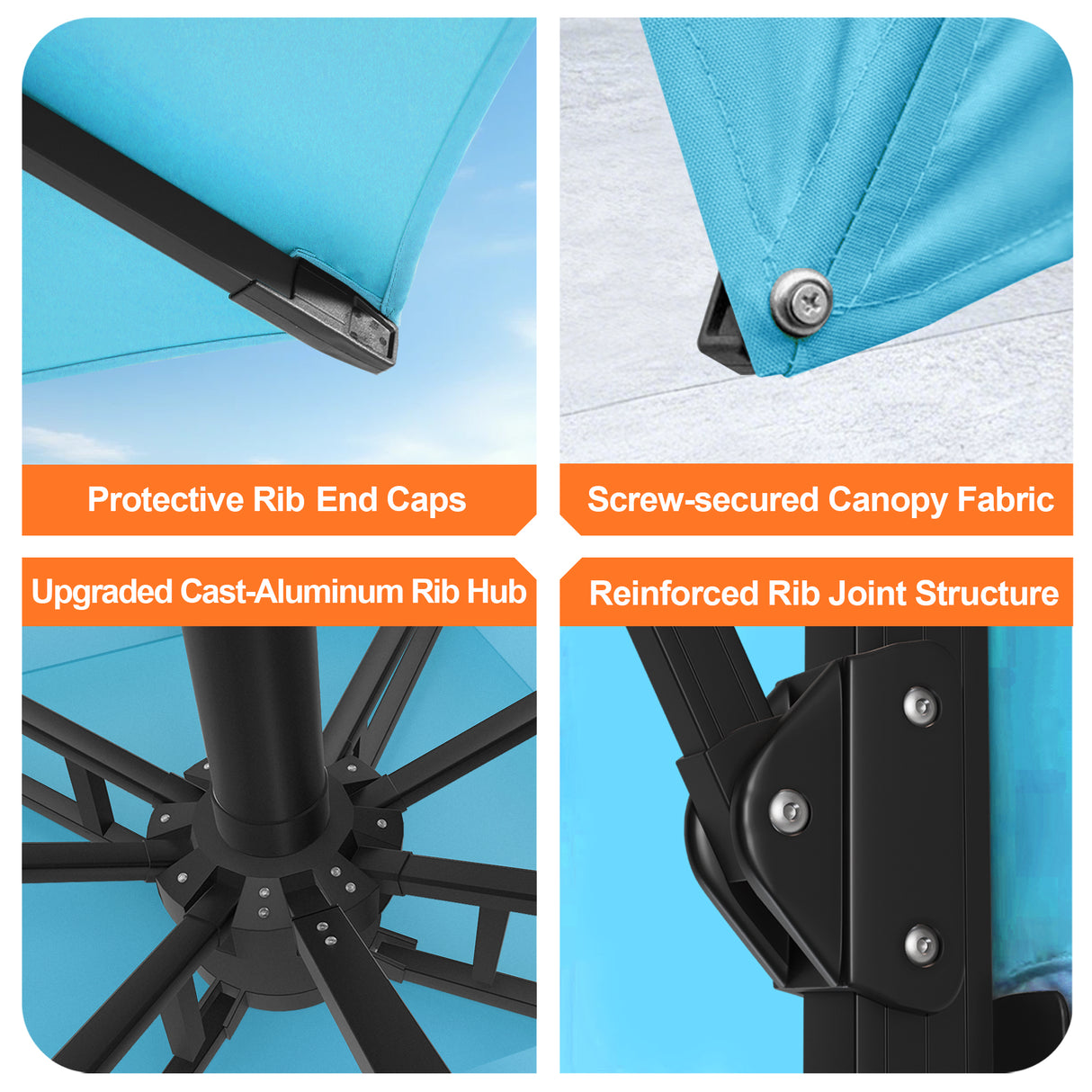 Patioslife Aegis Pro Cantilever Umbrella with Cross Base — Heavy-Duty Frame & Powder-Coated Aluminium Pole for Garden & Patio