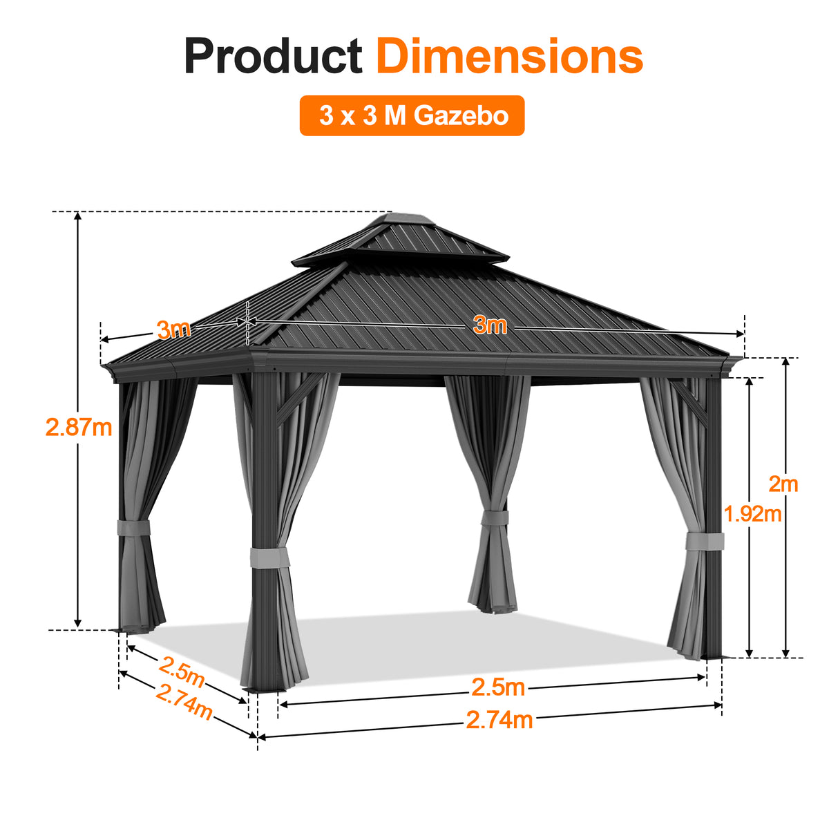 Patioslife Luxury Haven Coastal Hardtop Gazebo | Designed for Australian Outdoor Conditions with 120×120mm Aluminium Posts, Drainage Gutters, Double Vented Roof & Curtains