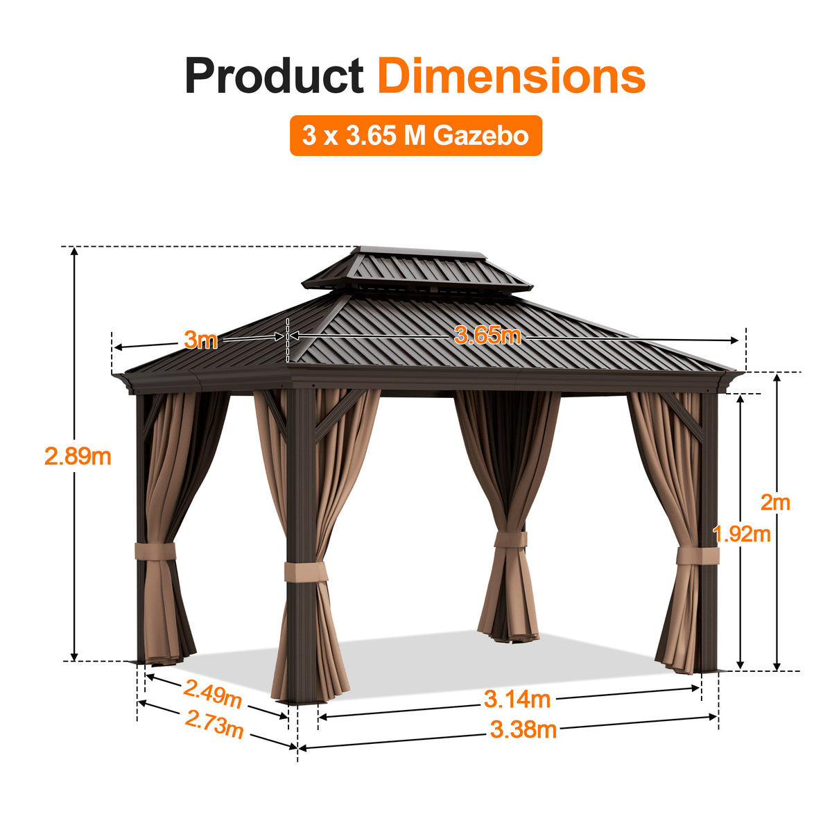 Patioslife 3.0 x 3.65m Luxury Haven Coastal Hardtop Gazebo | Designed for Australian Outdoor Conditions with 120×120mm Aluminium Posts, Drainage Gutters, Double Vented Roof & Curtains