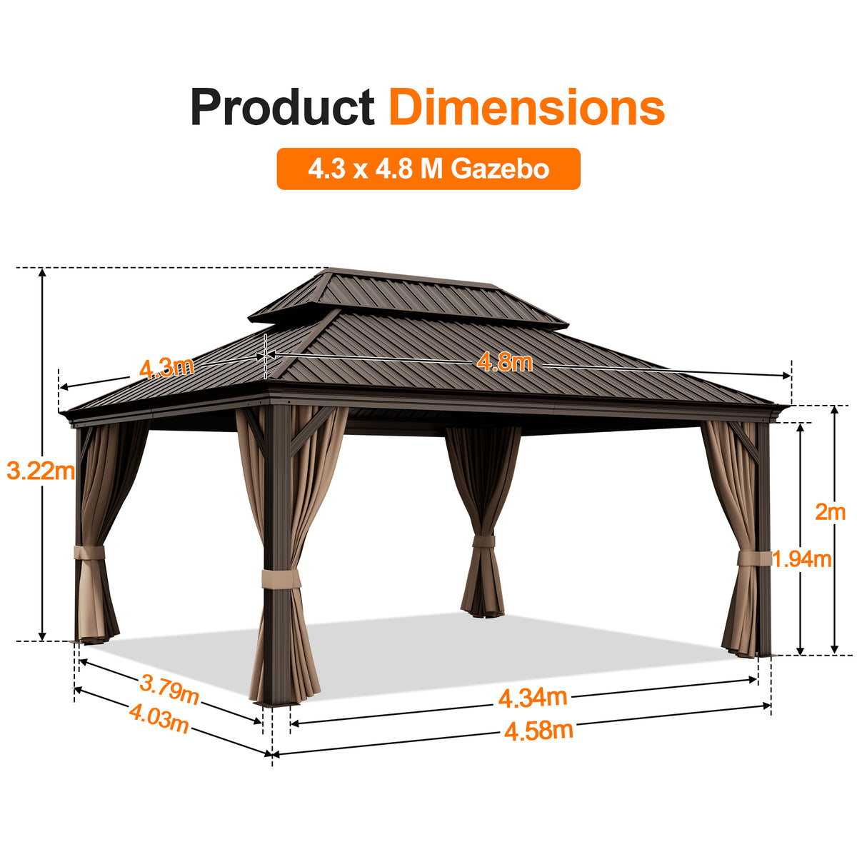 Patioslife Luxury Haven Coastal Hardtop Gazebo | Designed for Australian Outdoor Conditions with 120×120mm Aluminium Posts, Drainage Gutters, Double Vented Roof & Curtains