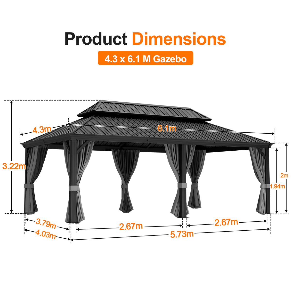 Patioslife Luxury Haven Coastal Hardtop Gazebo | Designed for Australian Outdoor Conditions with 120×120mm Aluminium Posts, Drainage Gutters, Double Vented Roof & Curtains