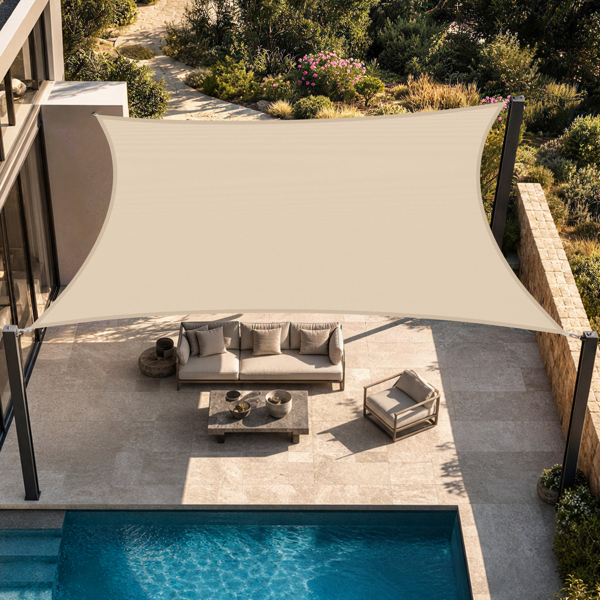 Patioslife Shade Sail – UV Protection, Reinforced Edges & Durable D-Rings for Patio, Garden, Deck & Pool