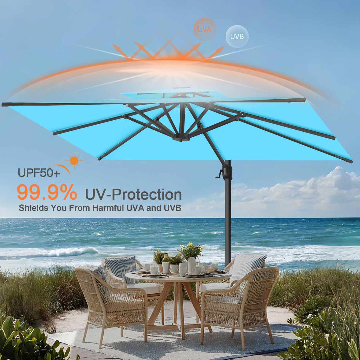 Patioslife Aegis Pro Cantilever Umbrella with Cross Base — Heavy-Duty Frame & Powder-Coated Aluminium Pole for Garden & Patio