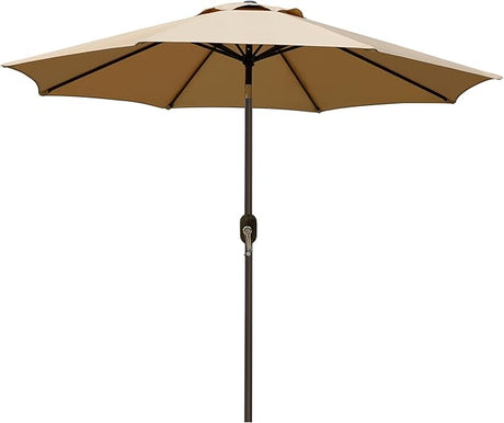 Patioslife Outdoor Market Breeze™ Patio Outdoor Umbrella with 8 Sturdy Ribs  Push Button Tilt and Crank