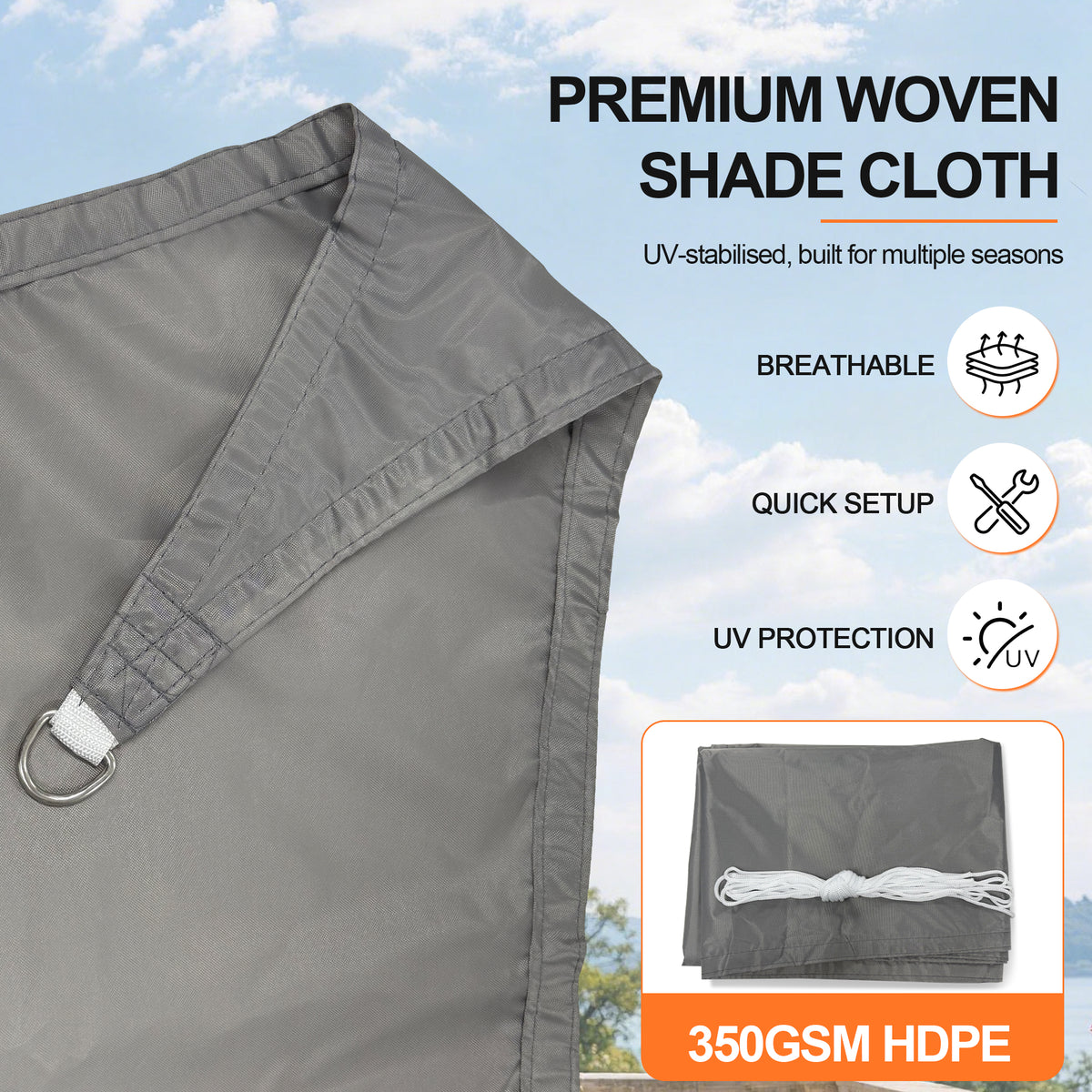 Patioslife Shade Sail – UV Protection, Reinforced Edges & Durable D-Rings for Patio, Garden, Deck & Pool