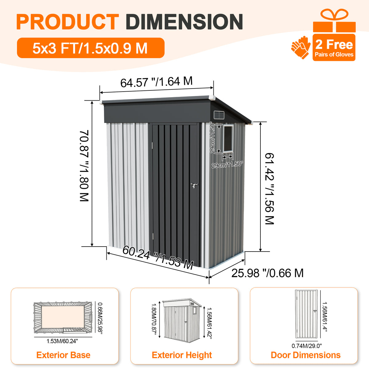 Patioslife YardVault Pro Heavy-Duty Galvanised Steel Garden Shed with Window & Lockable Door, Rust-Resistant Outdoor Tool Shed