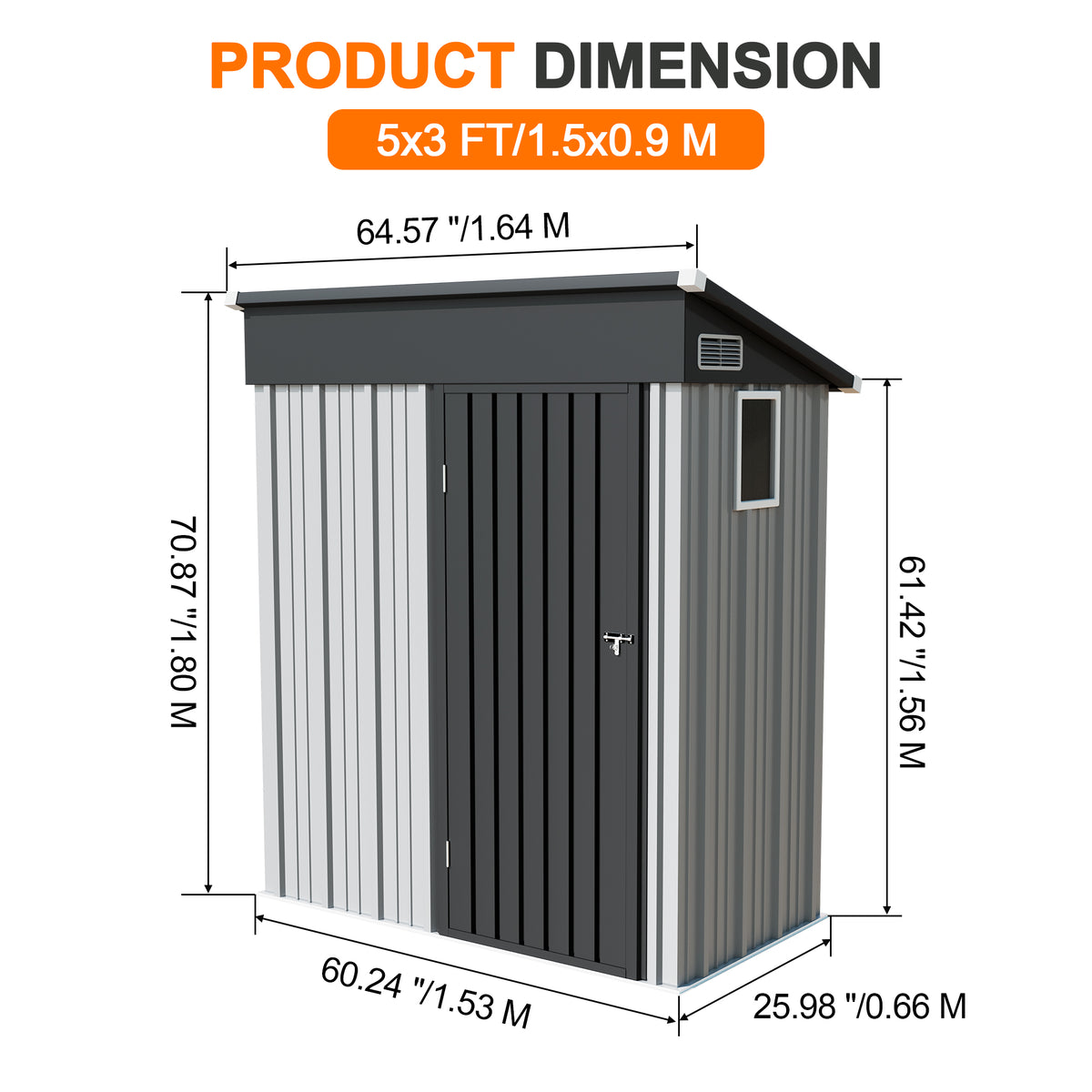 Patioslife YardVault Pro Heavy-Duty Galvanised Steel Garden Shed with Window & Lockable Door, Rust-Resistant Outdoor Tool Shed