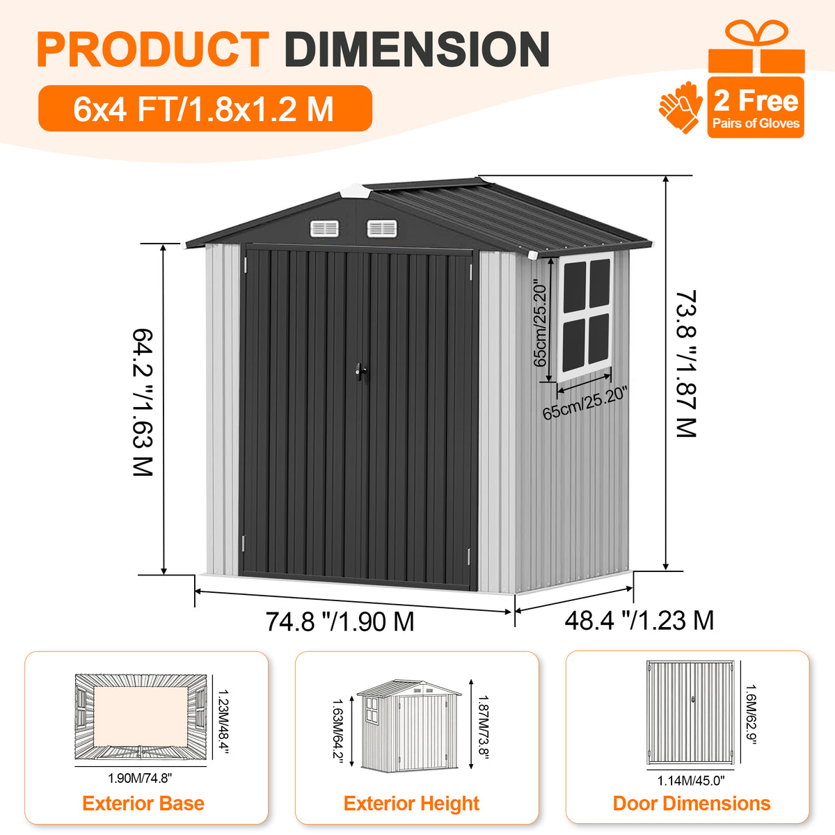 Patioslife YardVault Pro Heavy-Duty Galvanised Steel Garden Shed with Window & Lockable Door, Rust-Resistant Outdoor Tool Shed